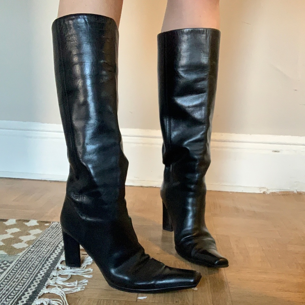 Prada Square Toe Leather Boots